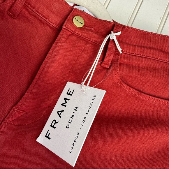 Frame Size 28 Le High Straight Super Stretch Denim Jeans Pant on Burnt Henna NEW - Picture 3 of 7